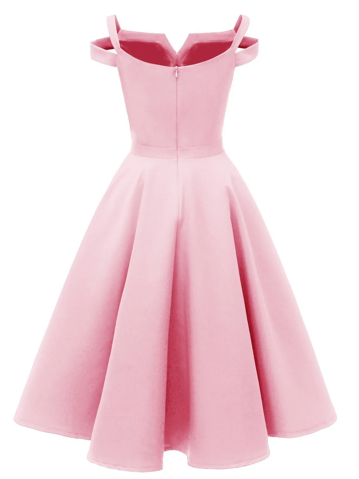 1950s Solid Cold Shoulder Swing Dress