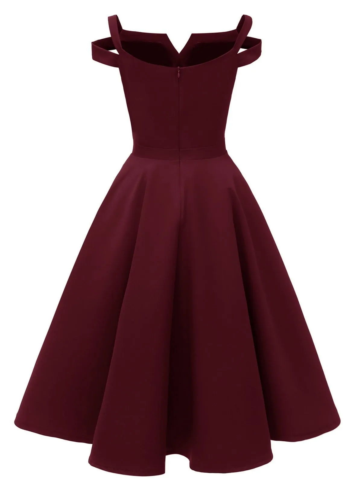 1950s Solid Cold Shoulder Swing Dress