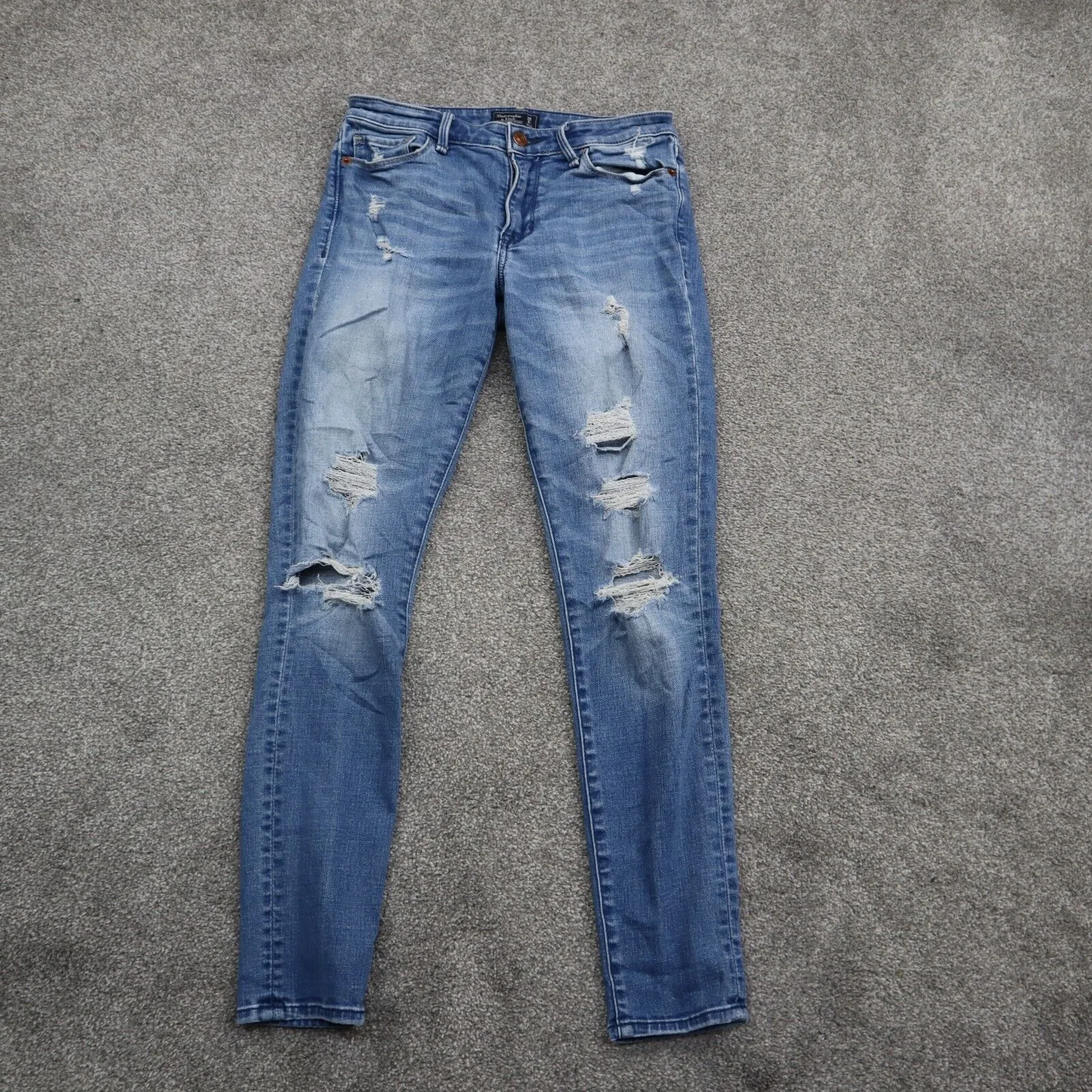 Abercrombie & Fitch Women Harper Super Skinny Leg Jeans Distressed Blue SZ 25/0L