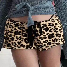 Ashlee Leopard Print Plush Shorts