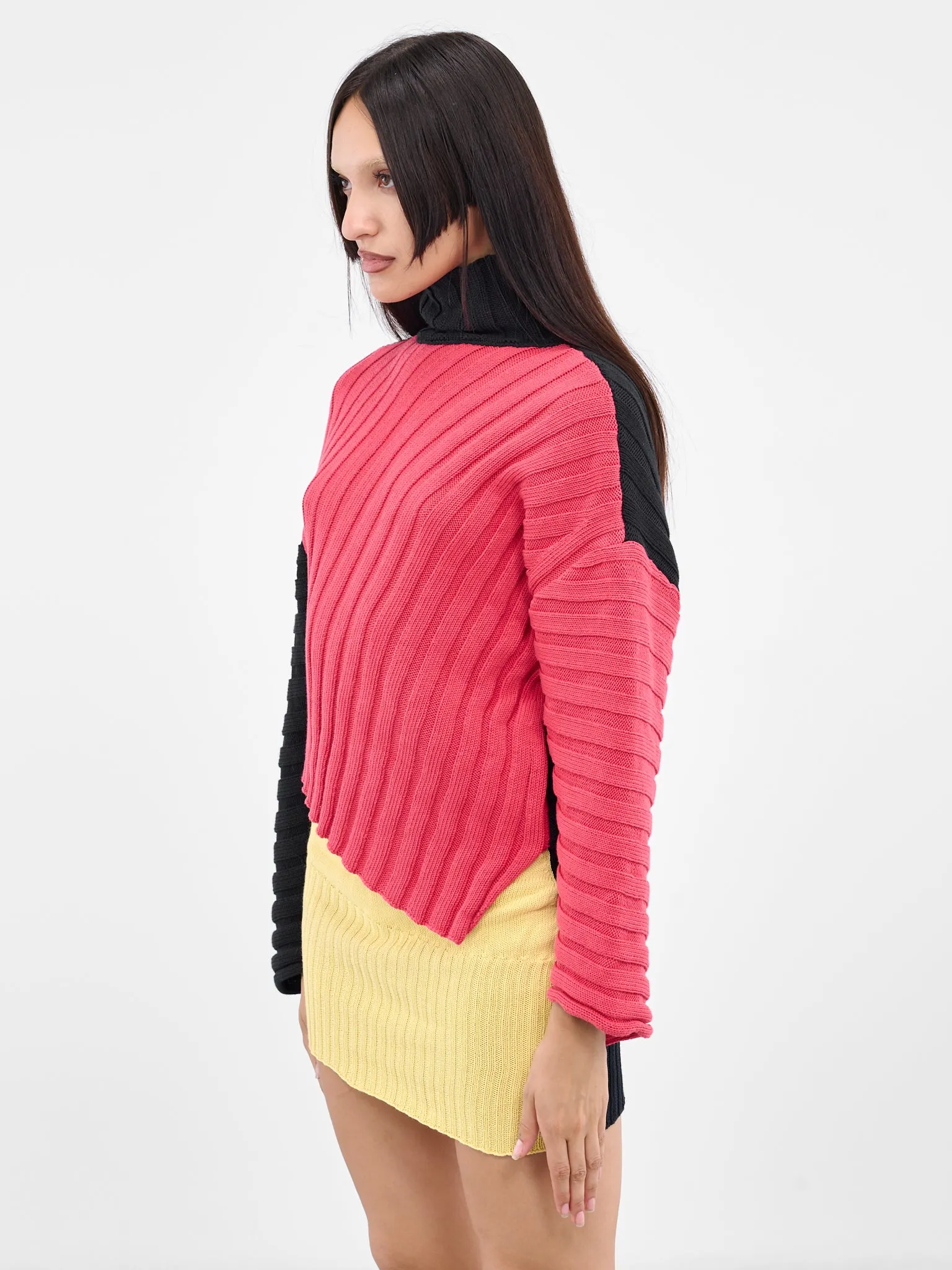 Asymmetric Rib Knit Jumper (RIBBED-JUMPER-BLUSH-INDIGO)