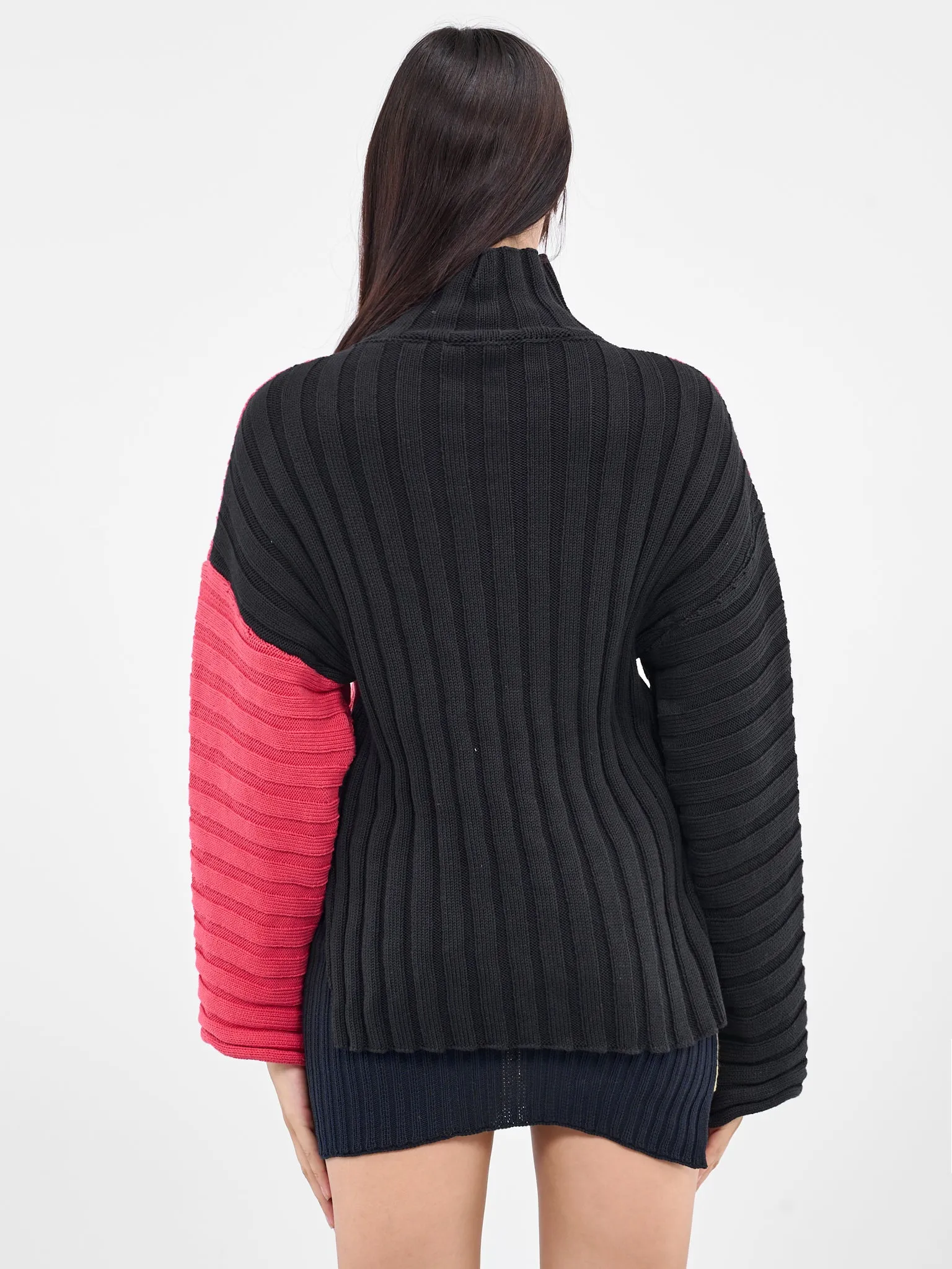 Asymmetric Rib Knit Jumper (RIBBED-JUMPER-BLUSH-INDIGO)