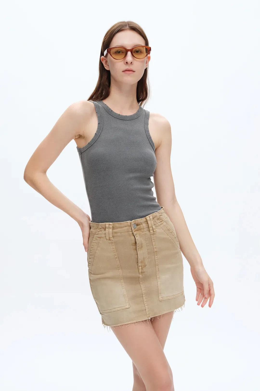 Bayeas Faded Khaki Denim Skirt