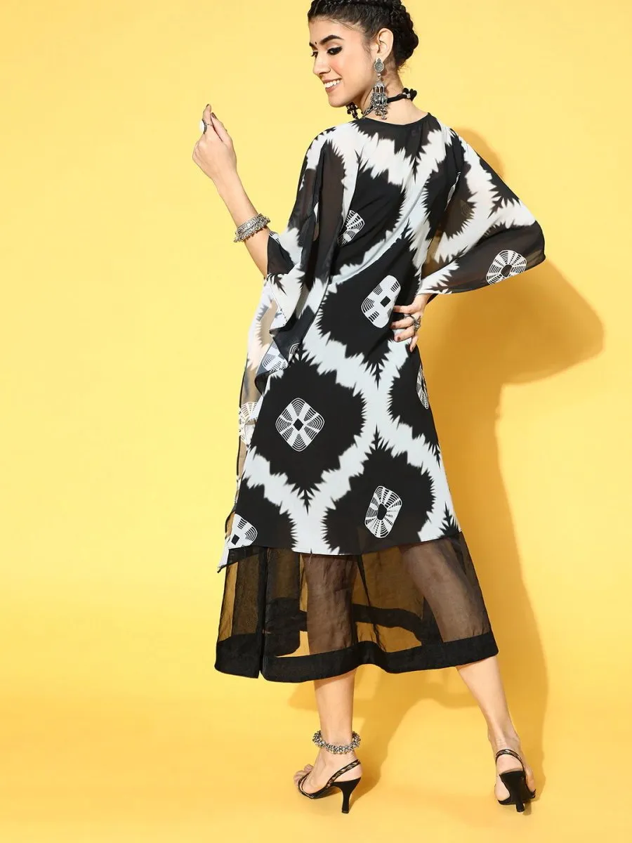 Black Georgette Partywear Tie and Dye Dresses