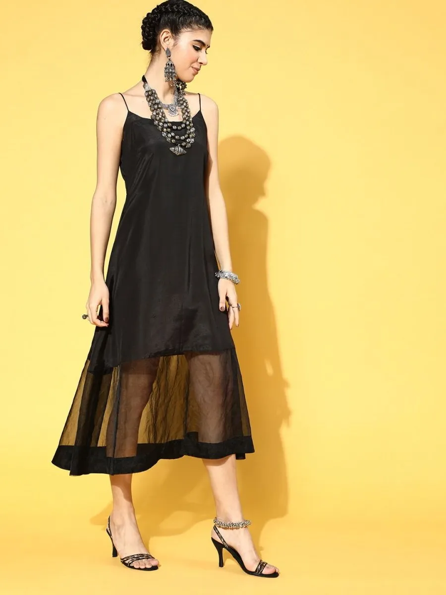 Black Georgette Partywear Tie and Dye Dresses