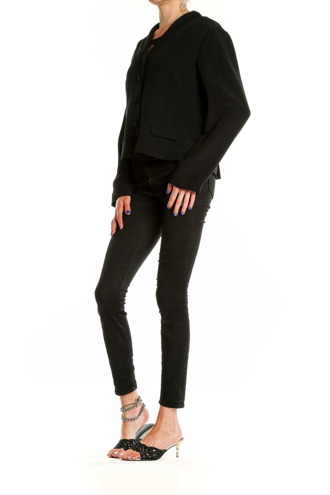 Black Silk Cropped Blazer