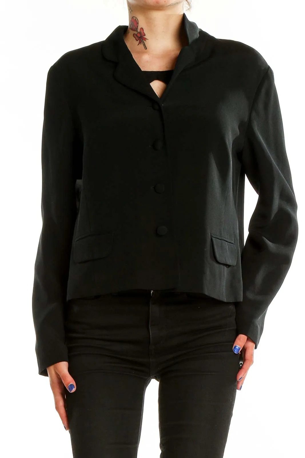 Black Silk Cropped Blazer