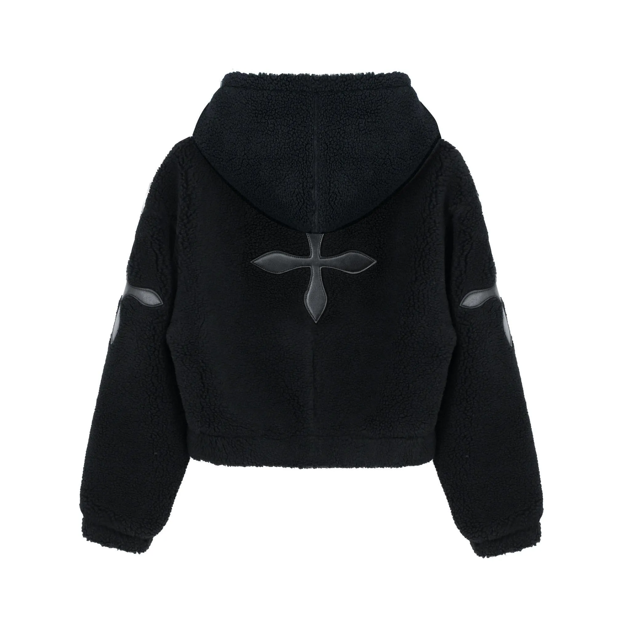 Black Snowman Shearling Hoodie