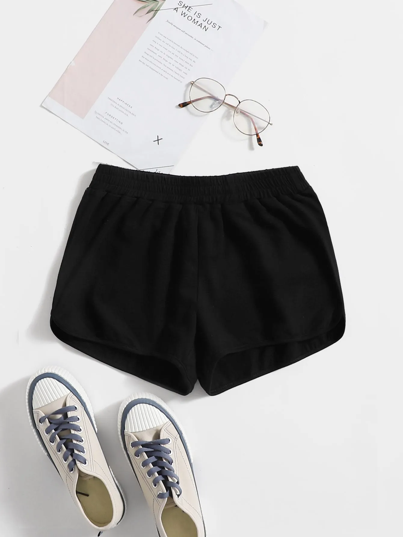 Casual Plain Natural Women Shorts