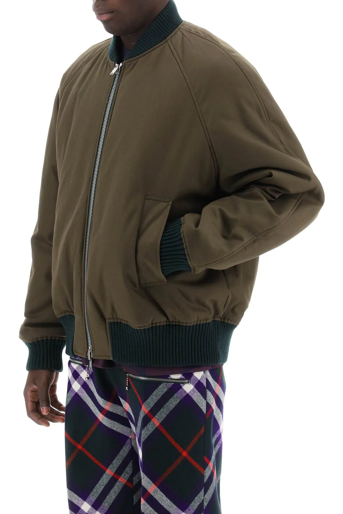 check reversible bomber jacket