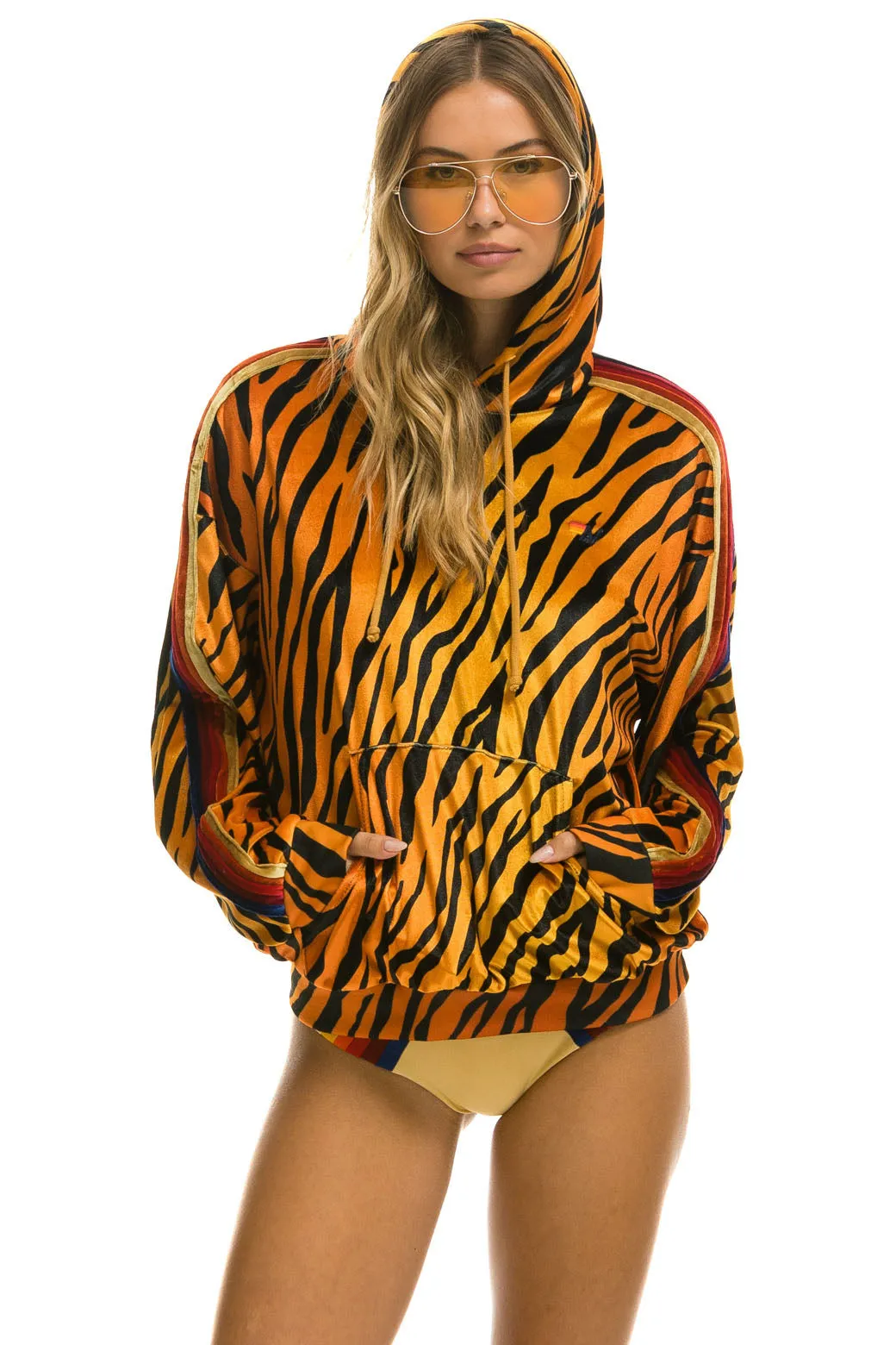 CLASSIC VELVET RELAXED PULLOVER HOODIE - TIGER