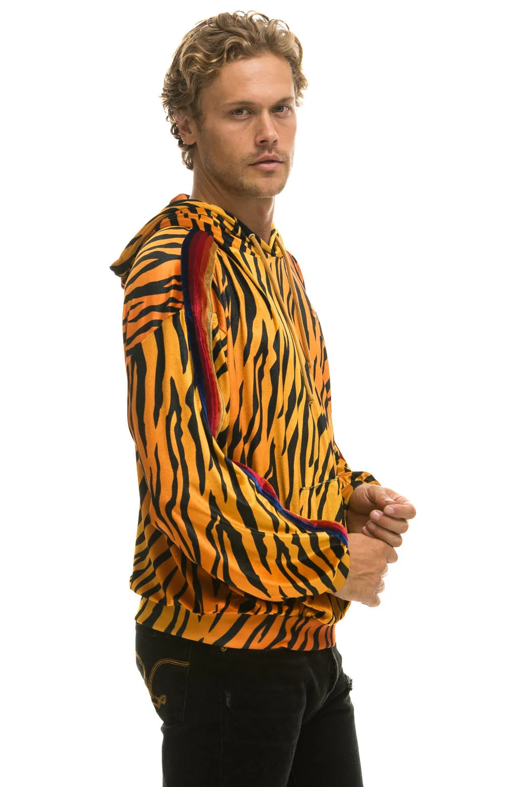 CLASSIC VELVET RELAXED PULLOVER HOODIE - TIGER