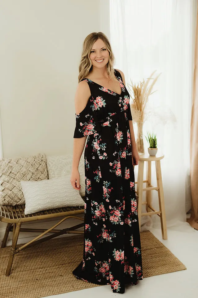 Cold Shoulder Floral Maxi