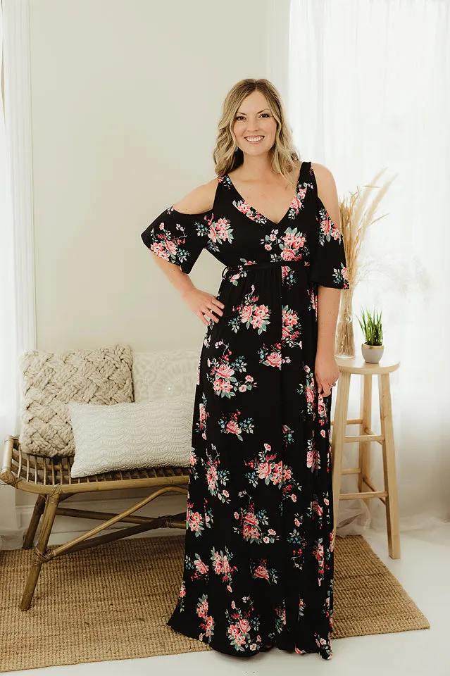 Cold Shoulder Floral Maxi