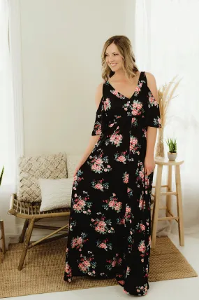 Cold Shoulder Floral Maxi