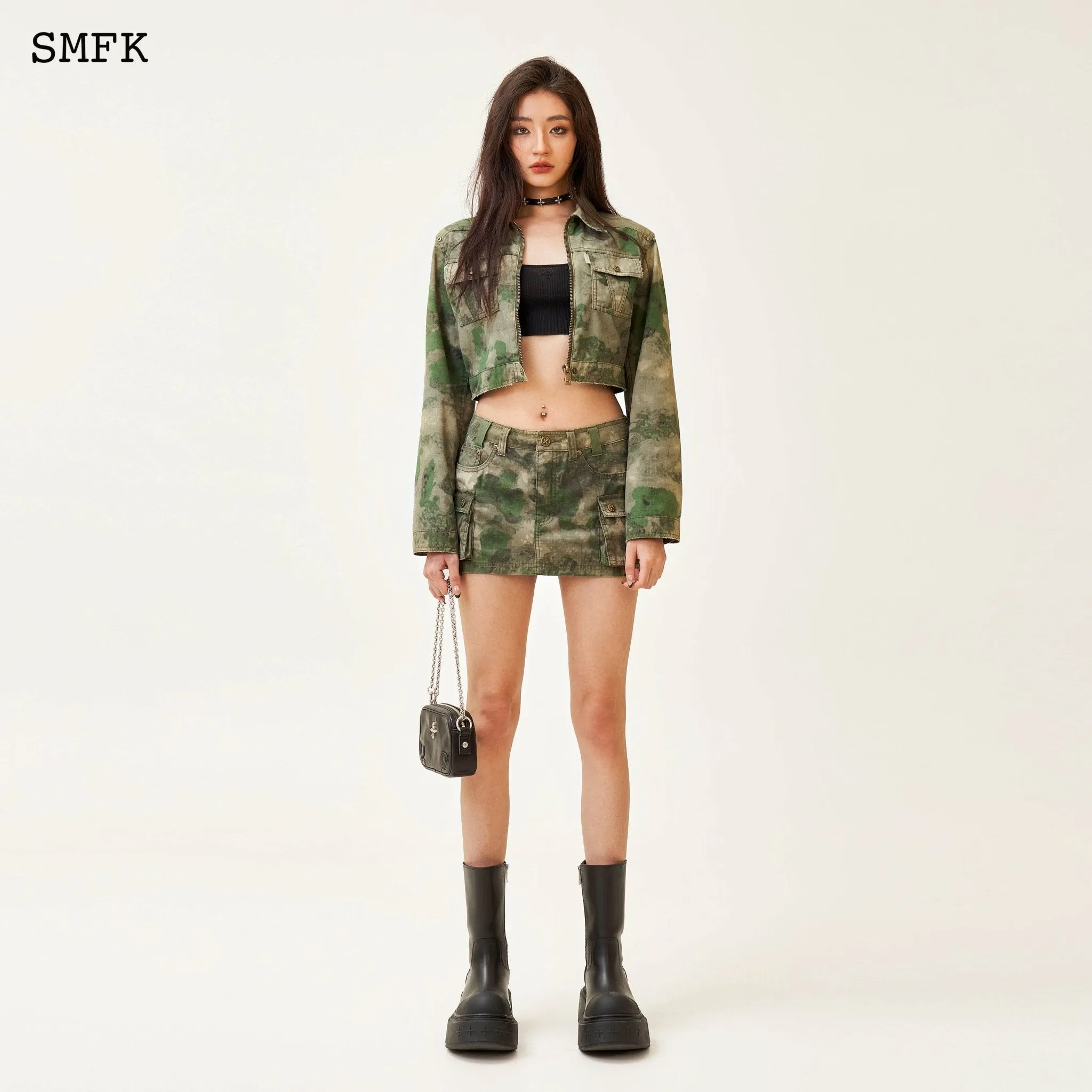 Compass Viper Green Camouflage Workwear Mini Skirt