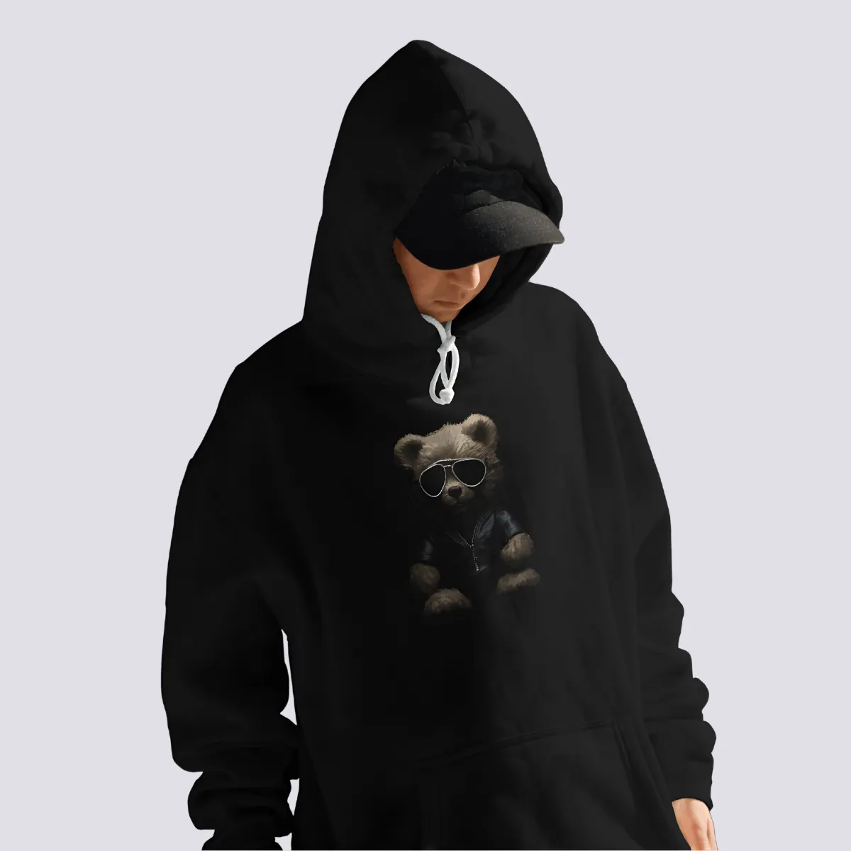 Cool Teddy Relaxed Fit Black Hoodie For Men By DemonWear