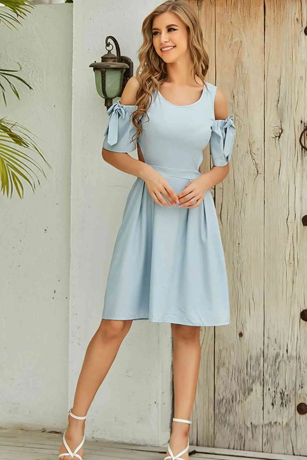 Cutout Tied Cold-Shoulder Dress