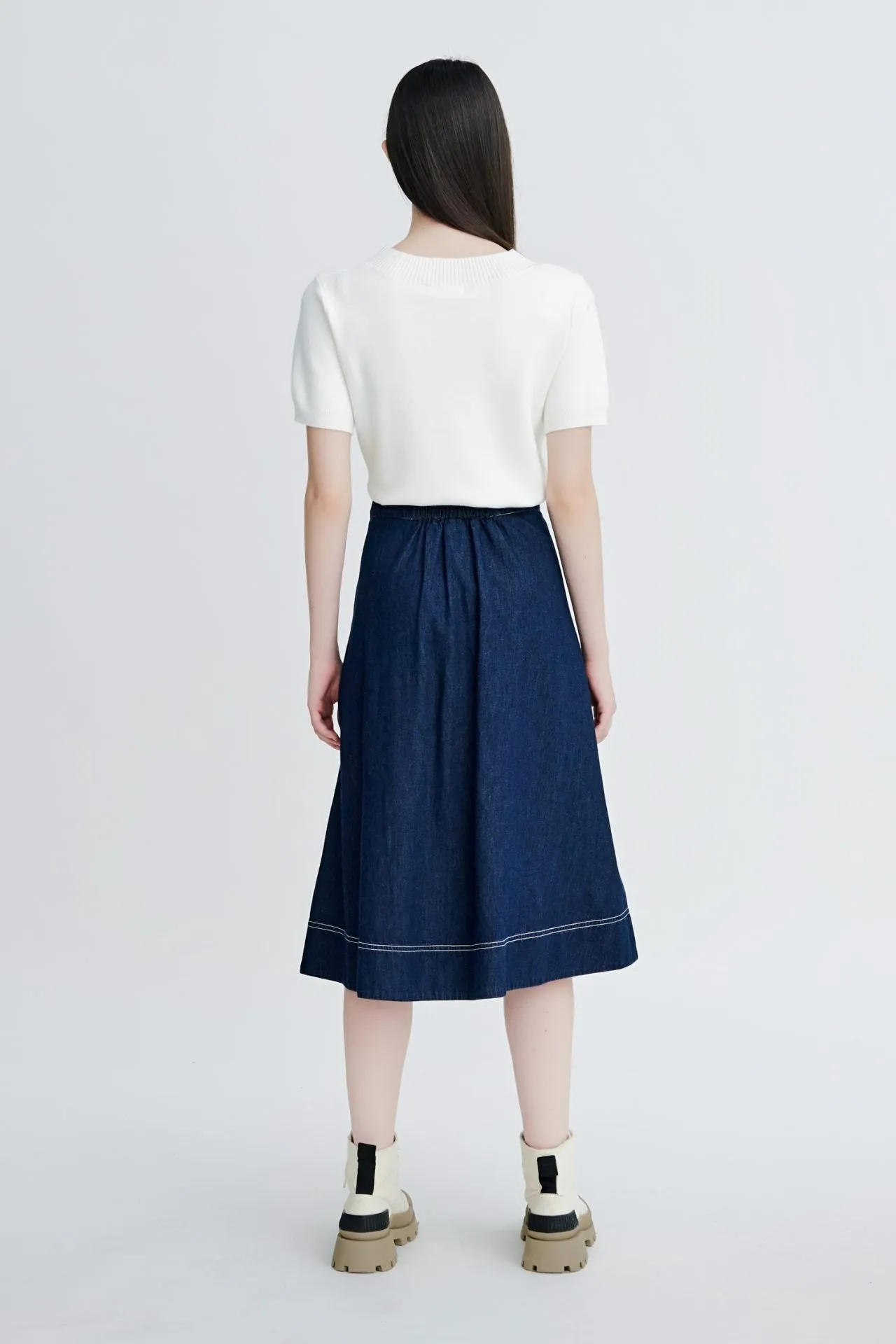 Denim Circular Skirt - Dark Denim