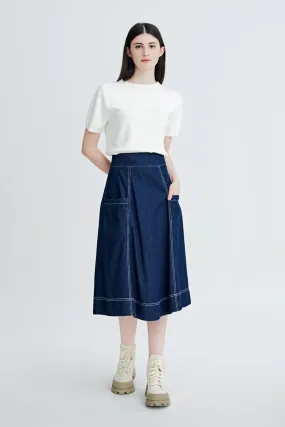 Denim Circular Skirt - Dark Denim