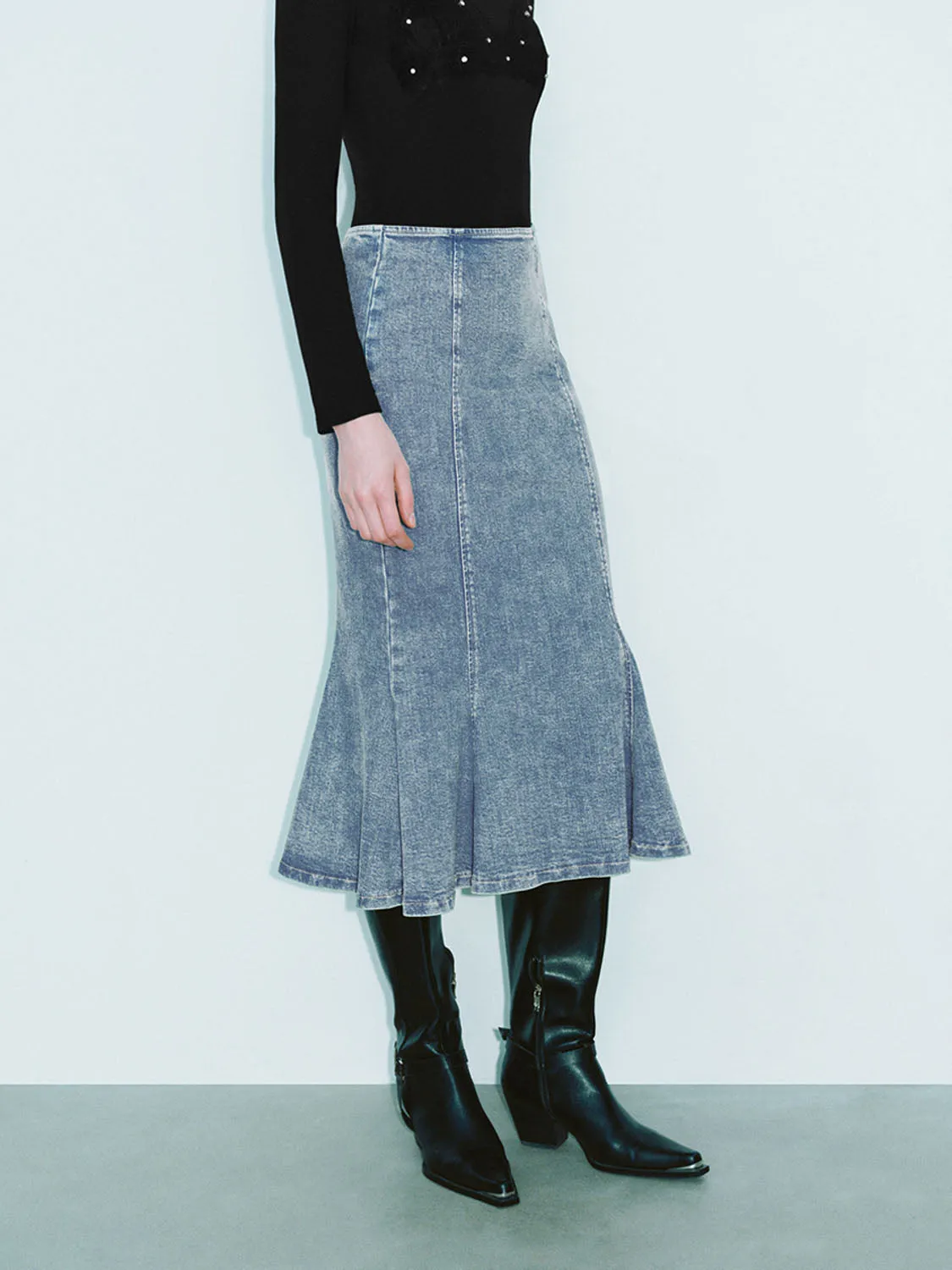 Denim Fishtail Skirts