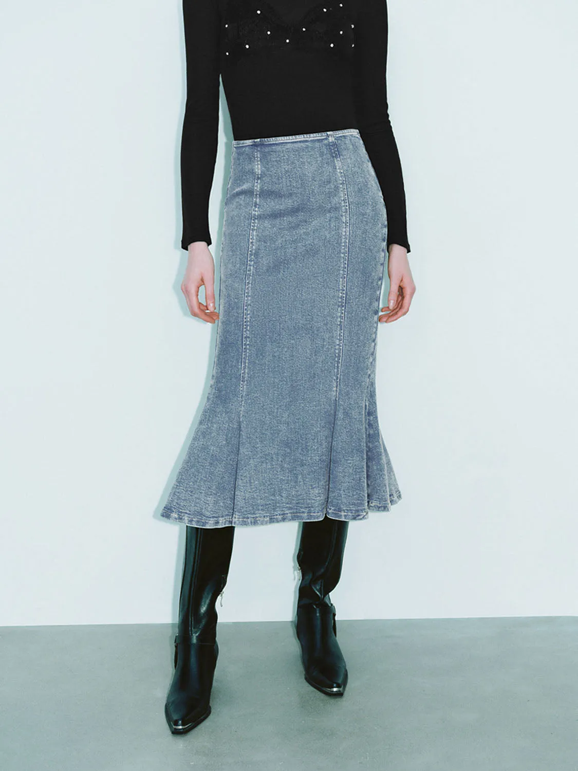 Denim Fishtail Skirts