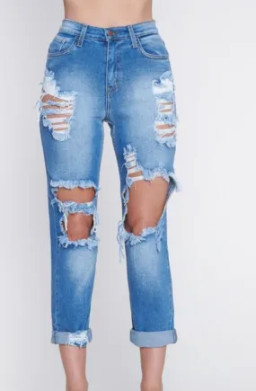 Distressed Mom Jeans