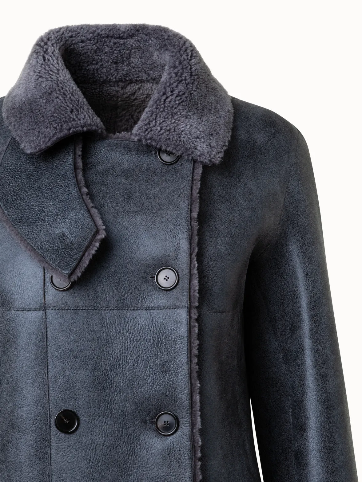 Double-Breasted Shearling Coat