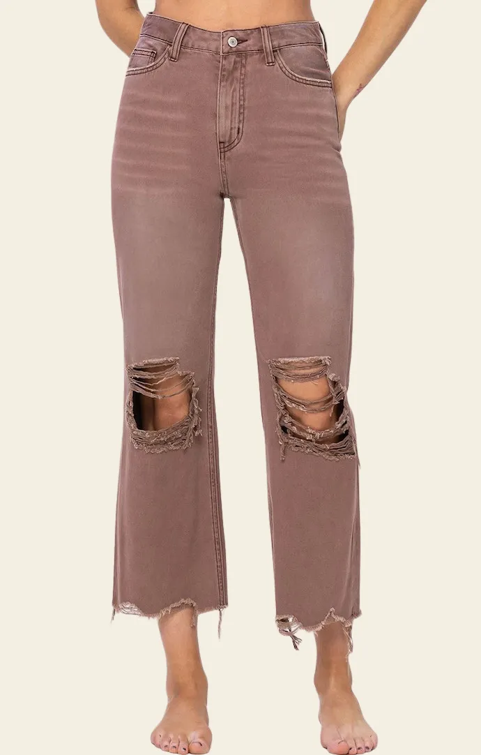 Elizabeth Chestnut Crop Jeans