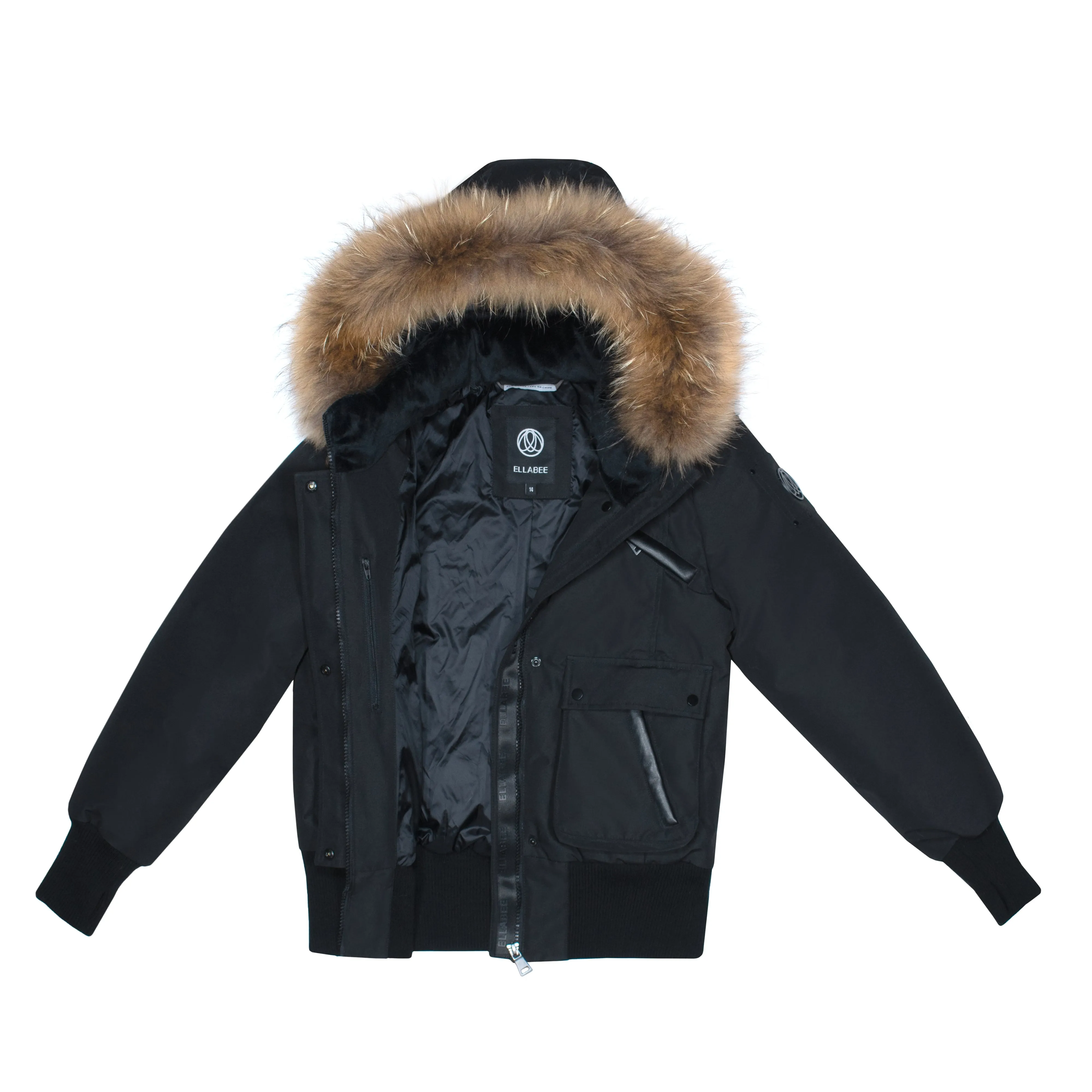 Ellabee Quilted Puff Bomber - Black