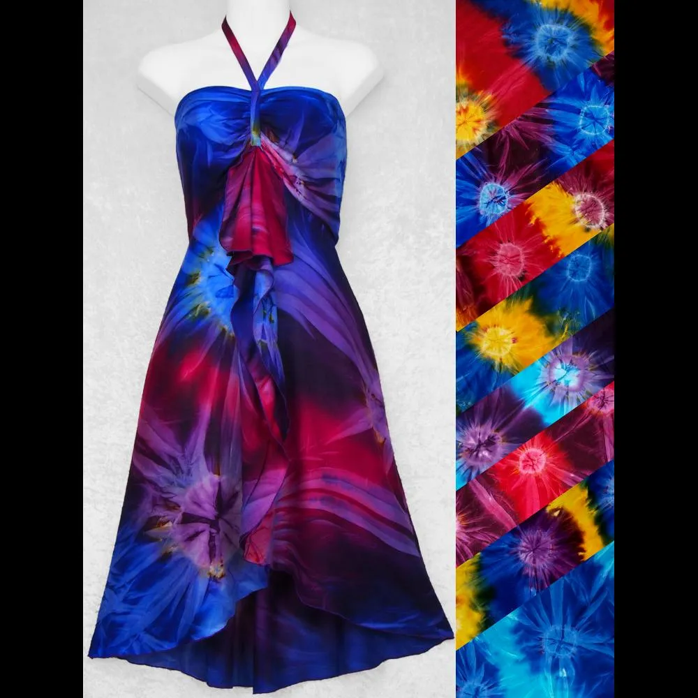 Gigi's Tie-Dye Front Ruffle Sarong Dress