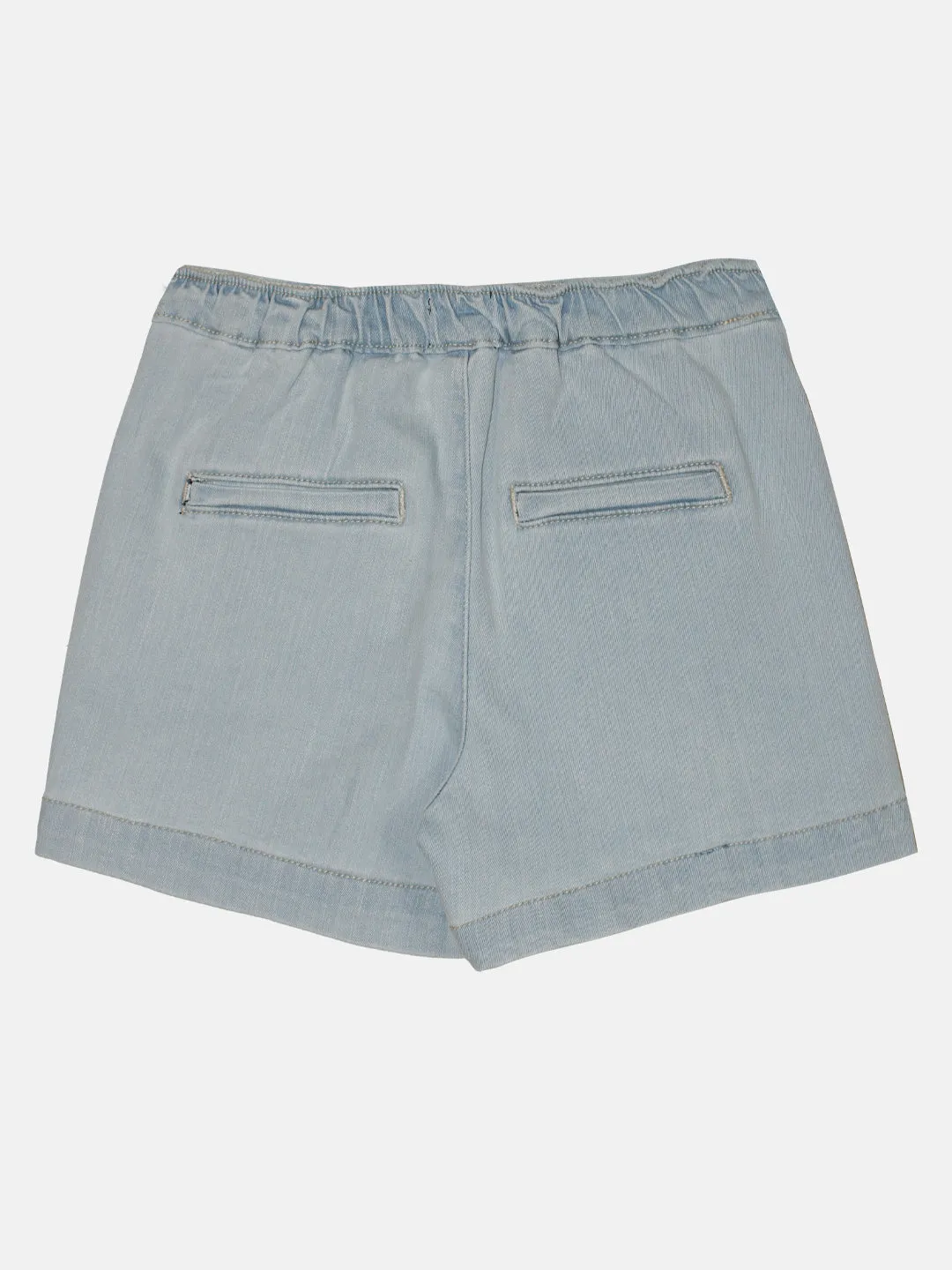 Girls Denim Over Lap Shorts With Applique