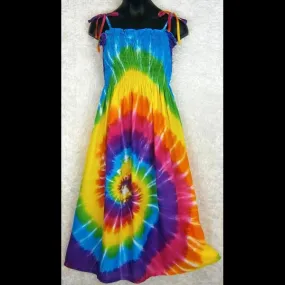 Girl's Rainbow Spiral Tie-Dye Dress (Ages: 4, 6, 8,10, 12)