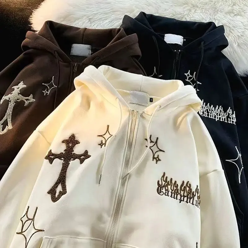 Goth Embroidery Retro Hoodies