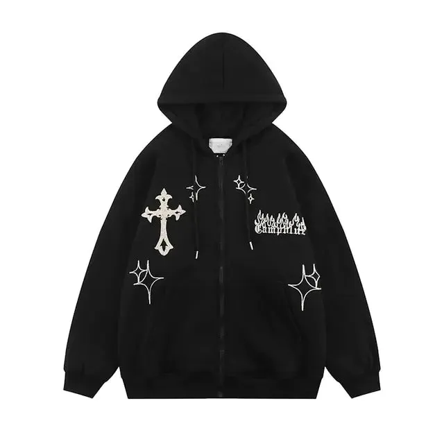 Goth Embroidery Retro Hoodies