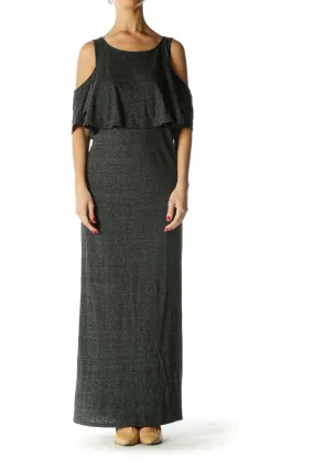 Gray Cold Shoulder Maxi Dress