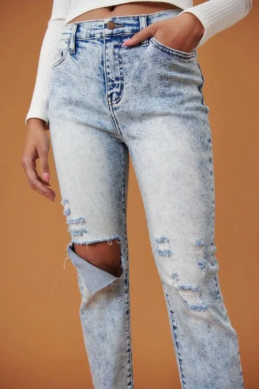 High Rise Distressed Skinny Jeans