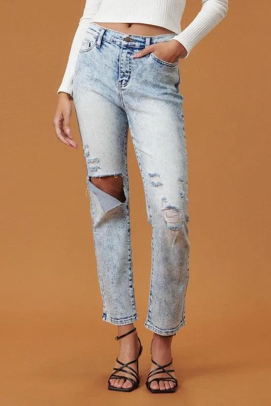 High Rise Distressed Skinny Jeans