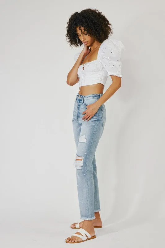 High Rise Slim Straight Jeans