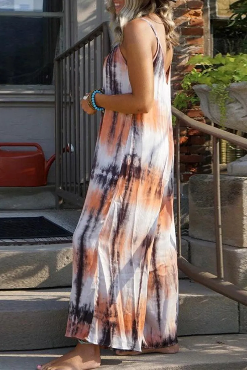 Hot Deep V Print Modern Floral Women Formal Maxi Dress