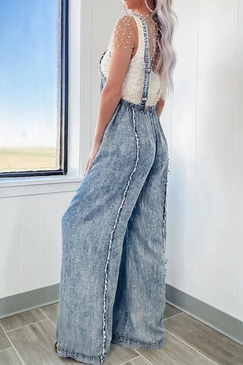 HPQ1411 Loose denim overalls Pants