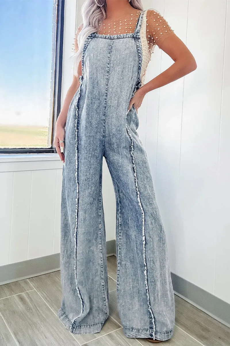 HPQ1411 Loose denim overalls Pants