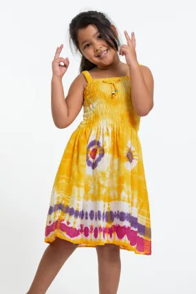 Kids Tie Dye Smock Dress in Yellow