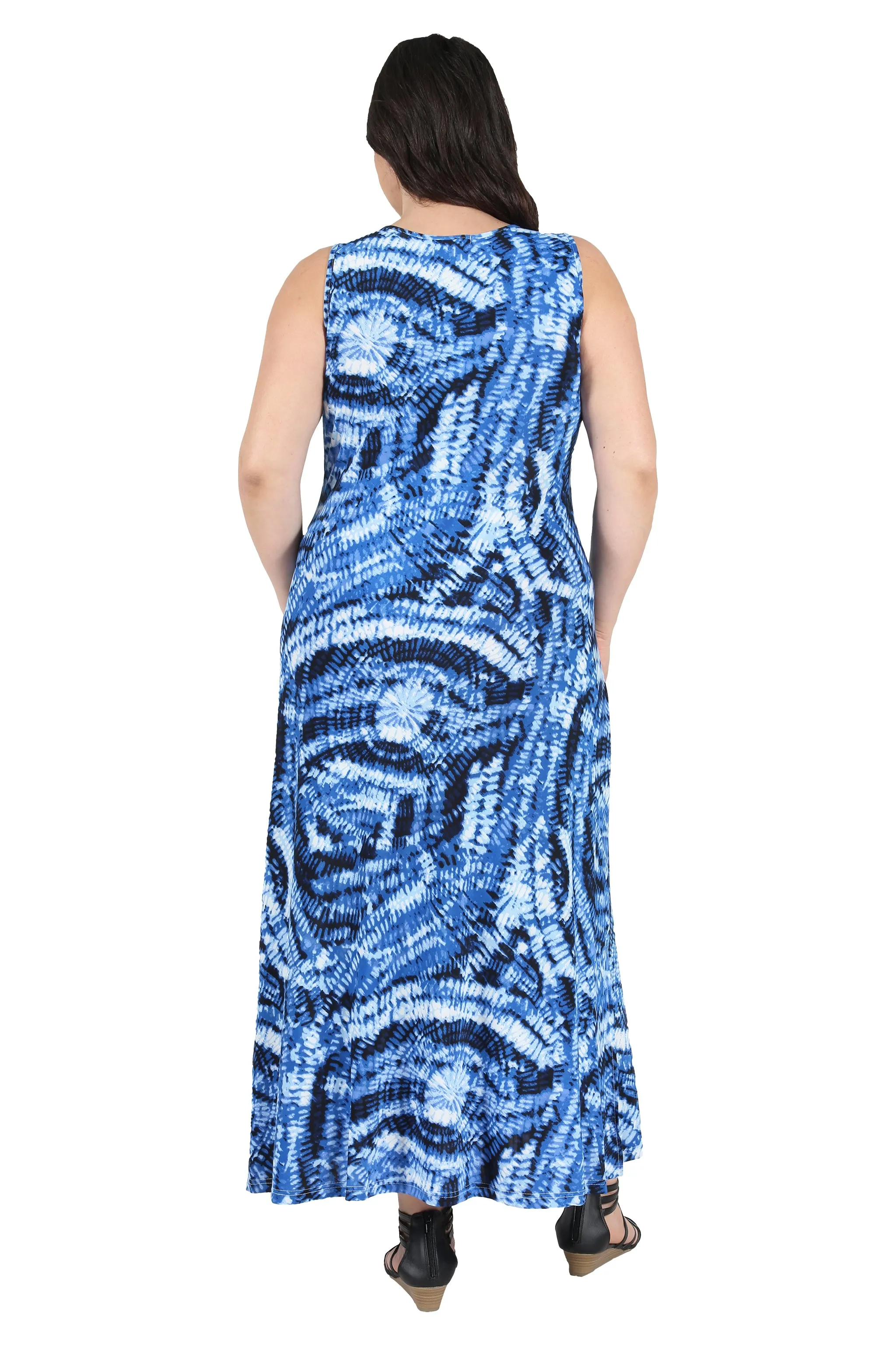 La Cera Paisley Tie Dye Print Plus Size Maxi Dress