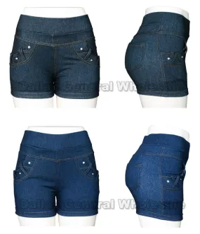 Ladies Denim Like Shorts Wholesale