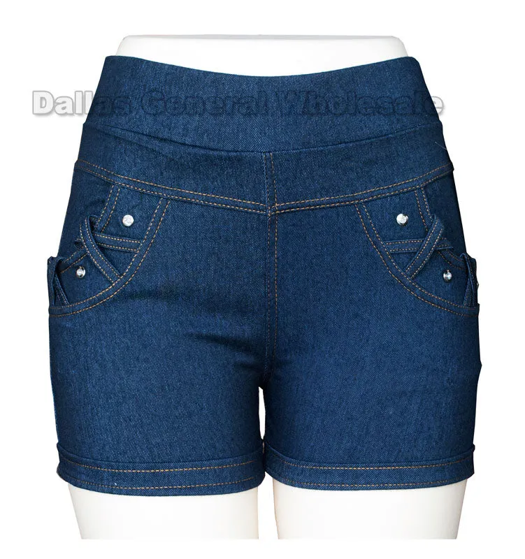 Ladies Denim Like Shorts Wholesale