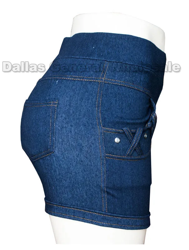 Ladies Denim Like Shorts Wholesale