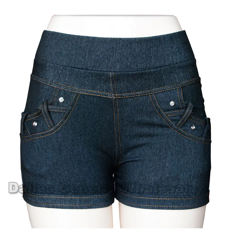 Ladies Denim Like Shorts Wholesale