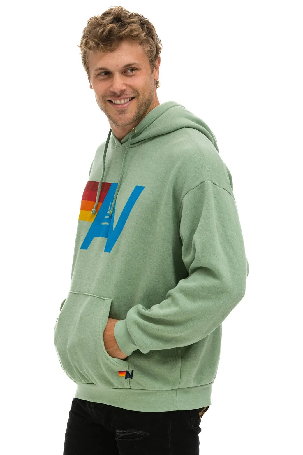 LOGO PULLOVER RELAXED HOODIE - SAGE