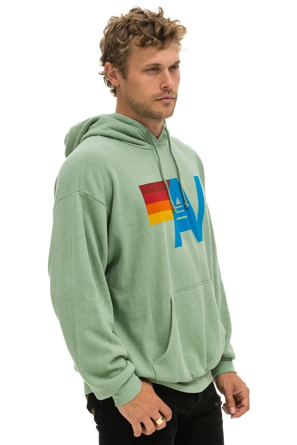 LOGO PULLOVER RELAXED HOODIE - SAGE